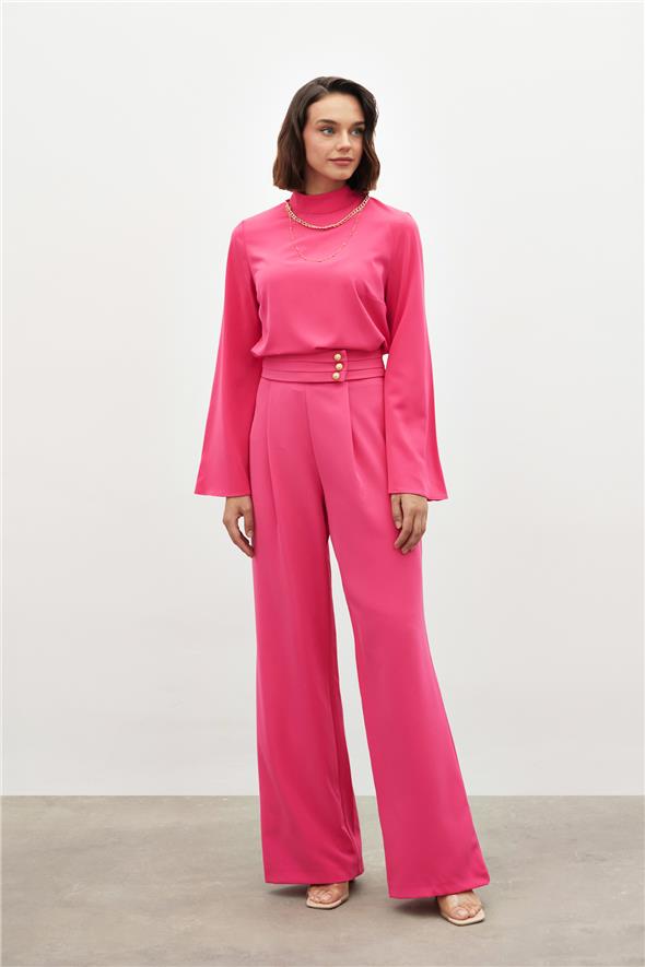Bel Detaylı Pantolon - Pembe