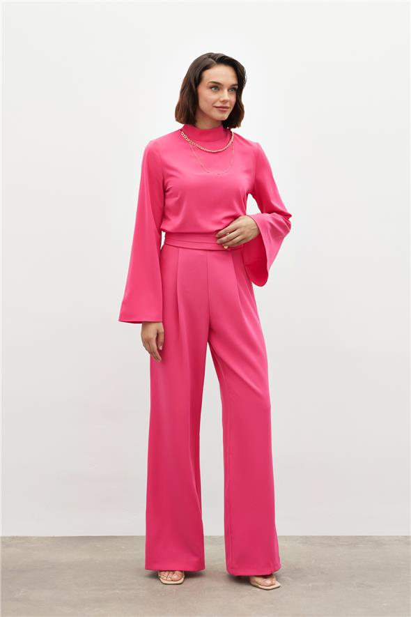 Bel Detaylı Pantolon - Pembe