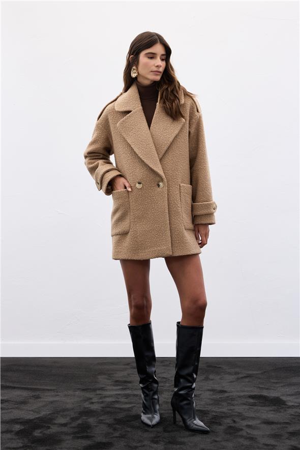 Buklet Kısa Kaban - Camel