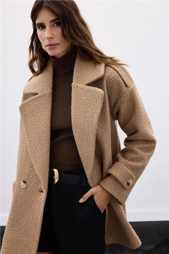 Buklet Kısa Kaban - Camel