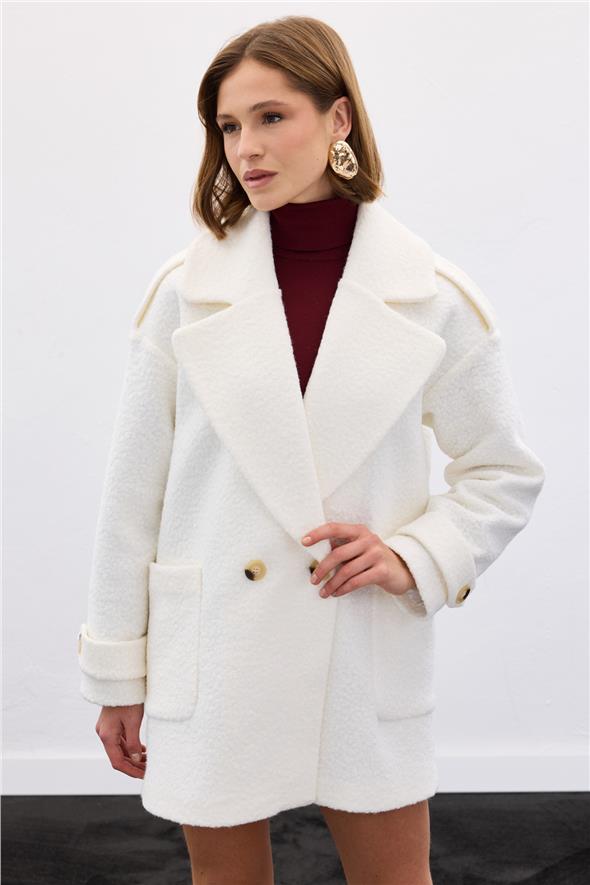 Buklet Kısa Kaban - Ekru