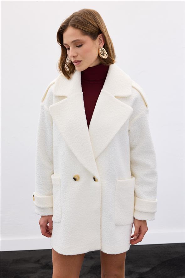 Buklet Kısa Kaban - Ekru