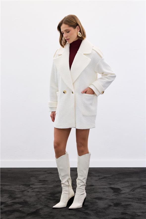 Buklet Kısa Kaban - Ekru