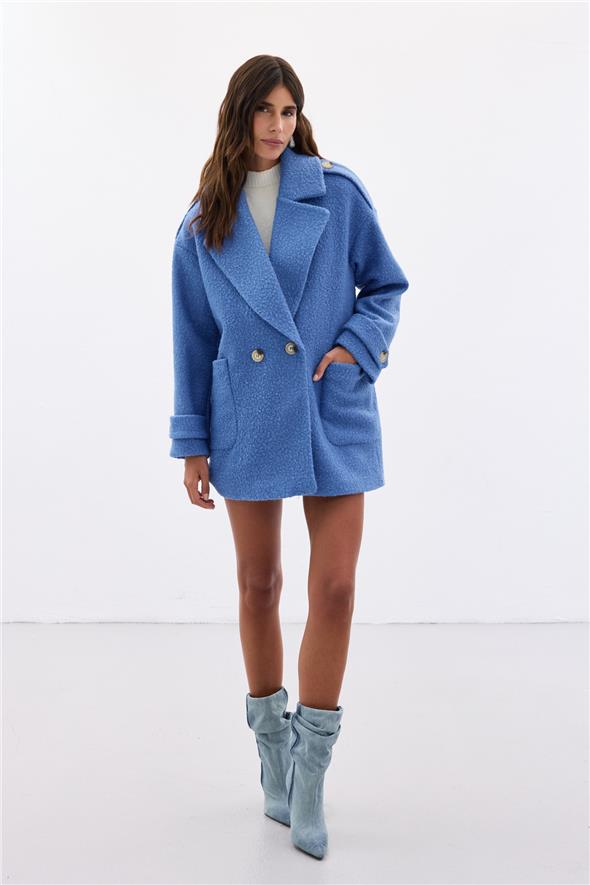 Buklet Kısa Kaban - Mavi