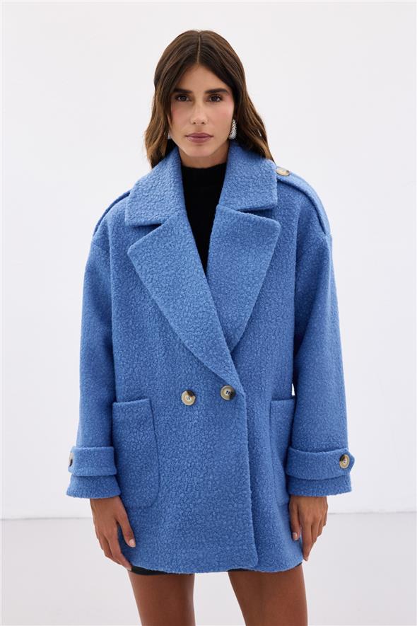 Buklet Kısa Kaban - Mavi