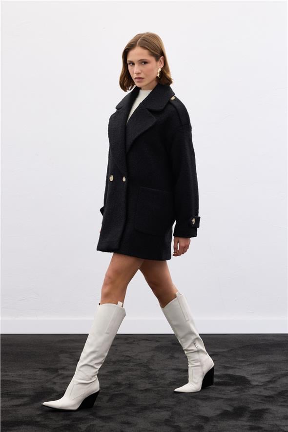 Buklet Kısa Kaban - Siyah