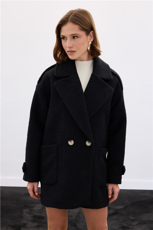 Buklet Kısa Kaban - Siyah