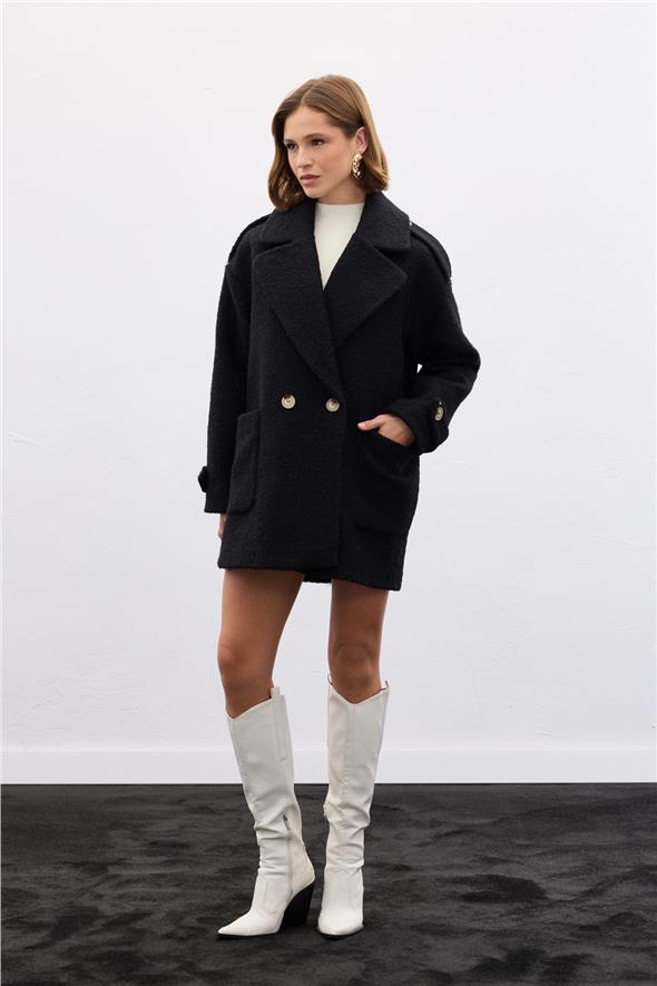 Buklet Kısa Kaban - Siyah