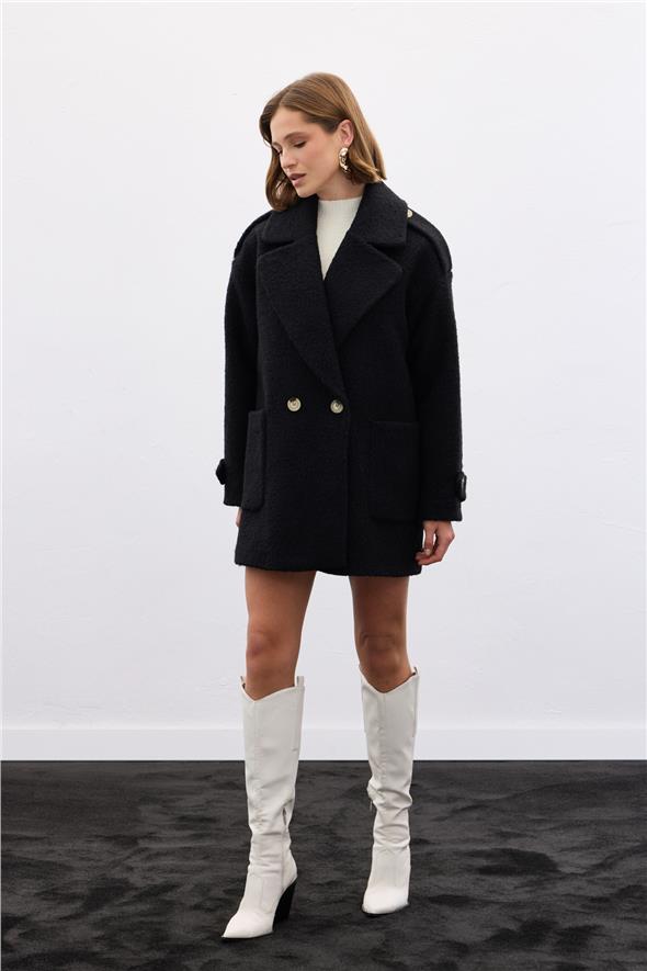 Buklet Kısa Kaban - Siyah