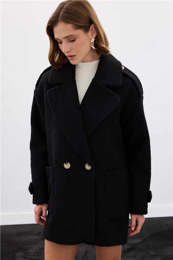 Buklet Kısa Kaban - Siyah