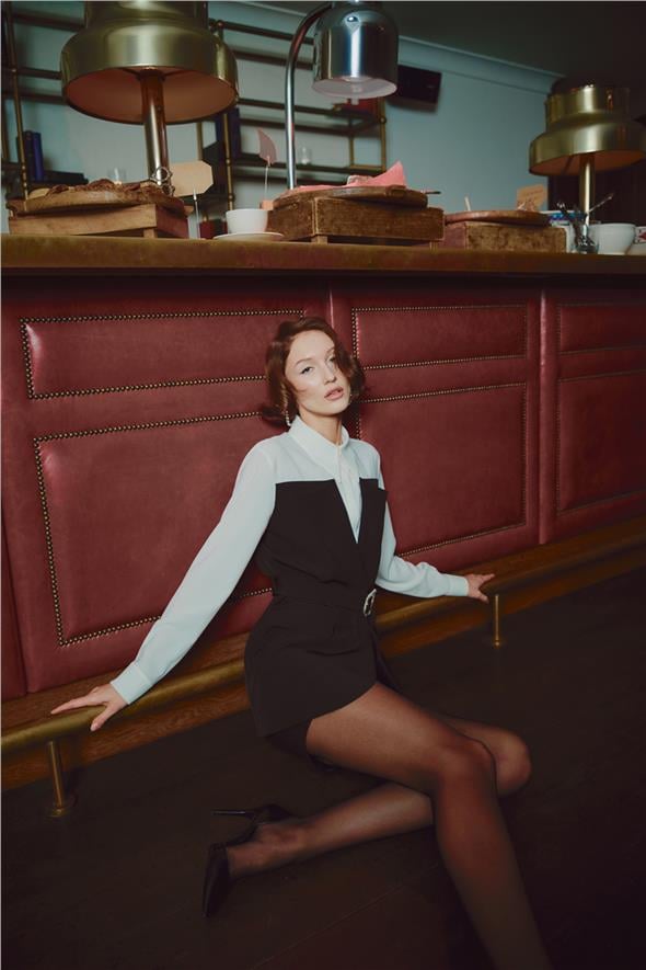 Ceket Görünümlü Gömlek - Siyah