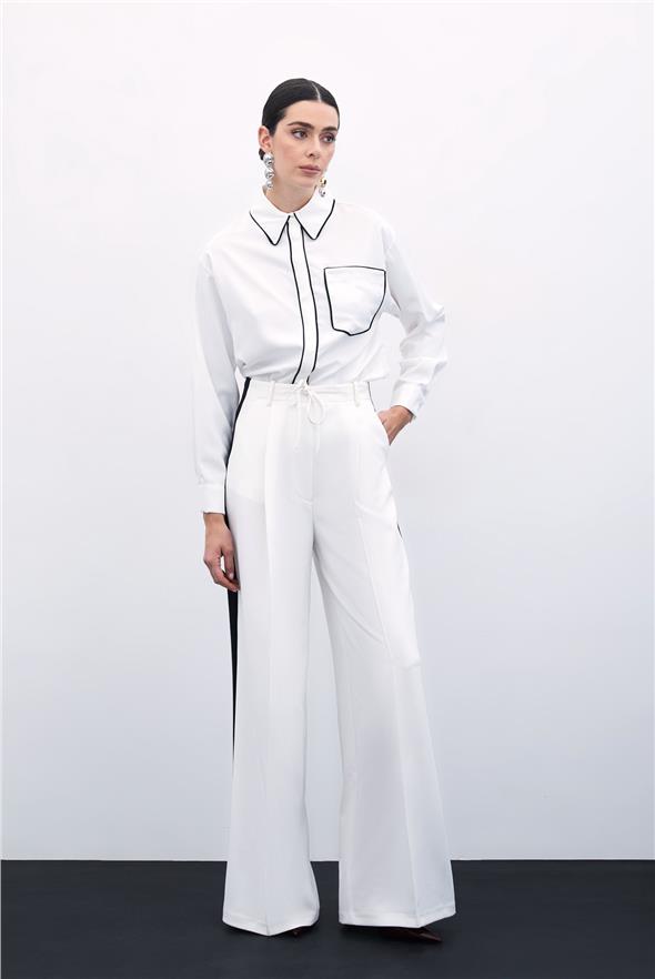 Cep Detaylı Salaş Gömlek - Ekru