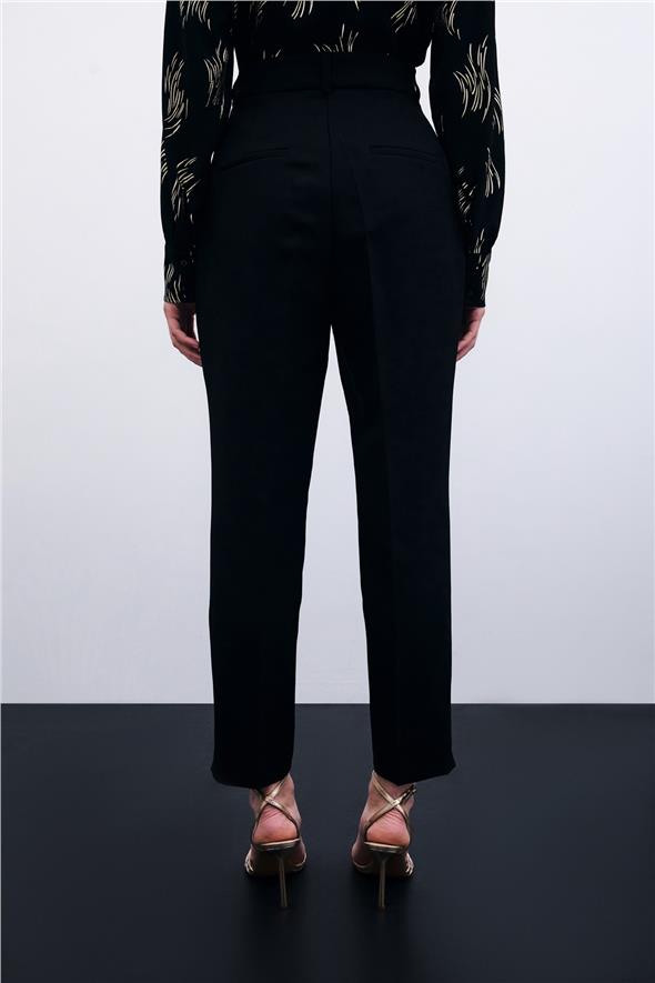 Cepli Düz Pantolon - Siyah