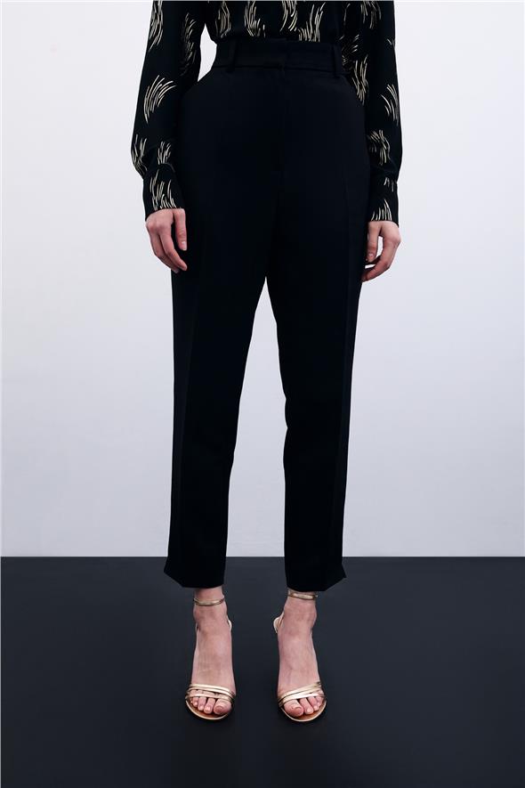 Cepli Düz Pantolon - Siyah