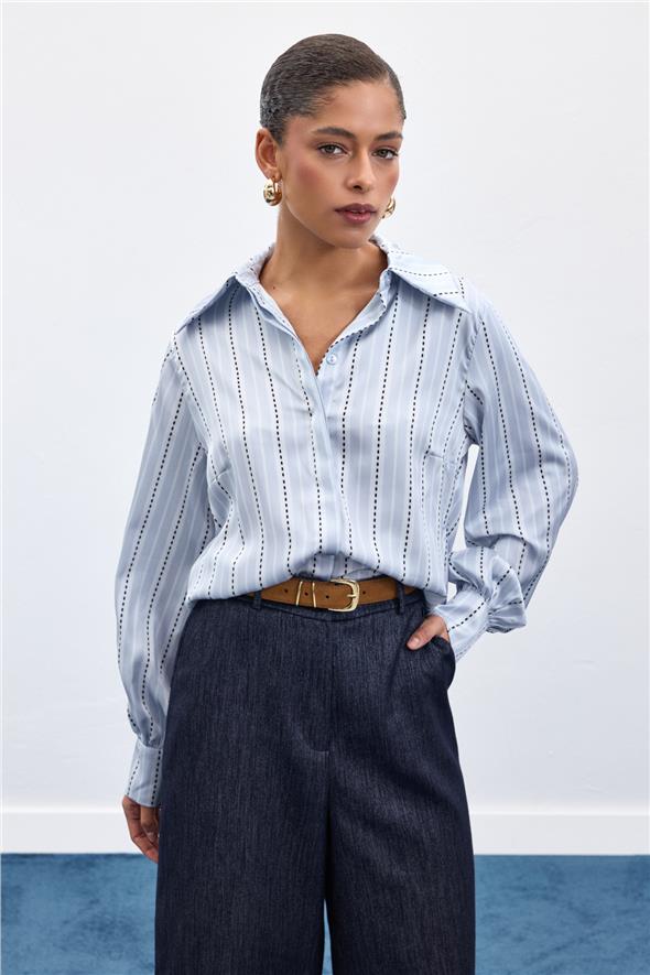 Çizgili Gömlek - Bebe Mavi