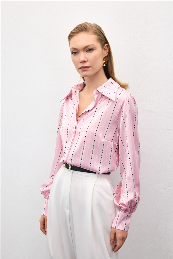 Çizgili Gömlek - Pembe