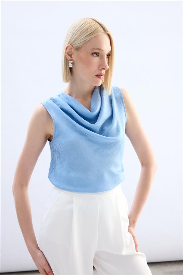 Degaje Yaka Bluz - Bebe Mavi