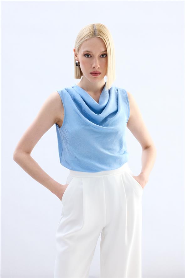 Degaje Yaka Bluz - Bebe Mavi