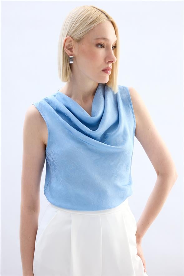 Degaje Yaka Bluz - Bebe Mavi