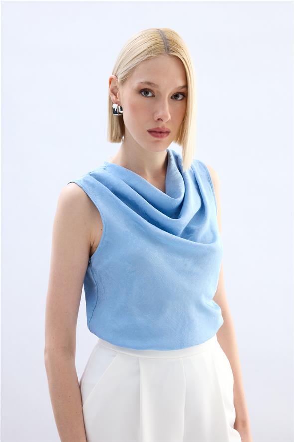 Degaje Yaka Bluz - Bebe Mavi