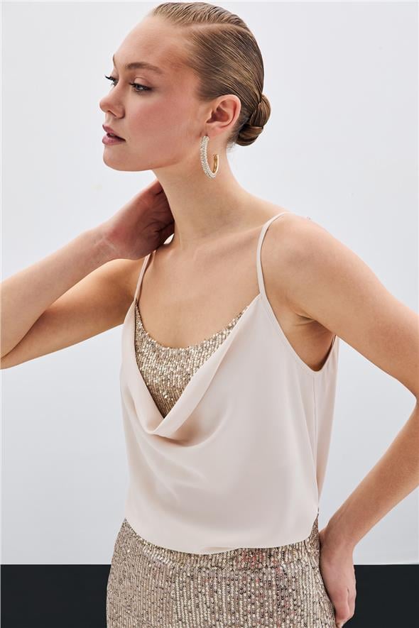 Degaje Yaka Bluz - Bej