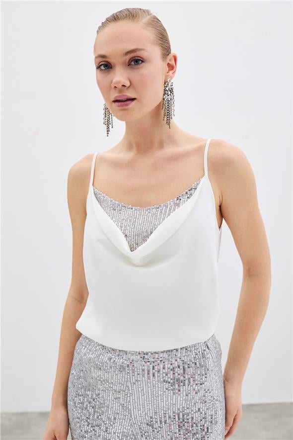 Degaje Yaka Bluz - Ekru