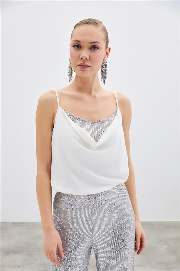 Degaje Yaka Bluz - Ekru