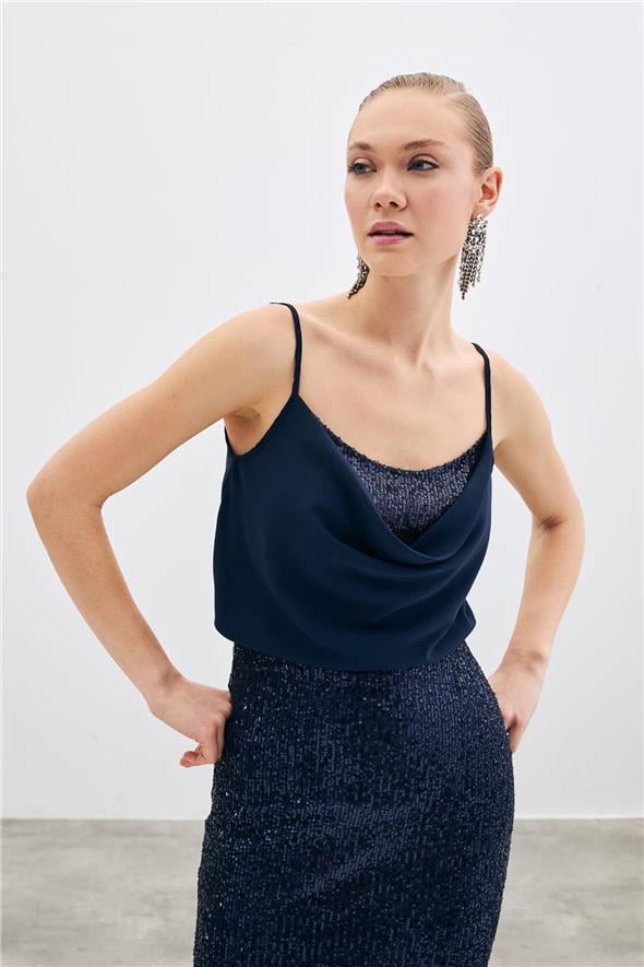 Degaje Yaka Bluz - Lacivert