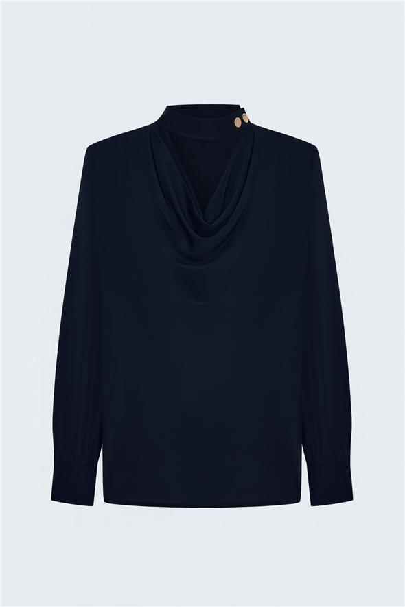 Degaje Yaka Bluz - Lacivert