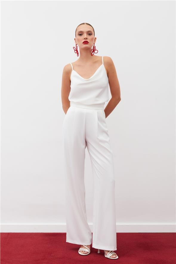 Degaje Yaka Saten Bluz - Ekru