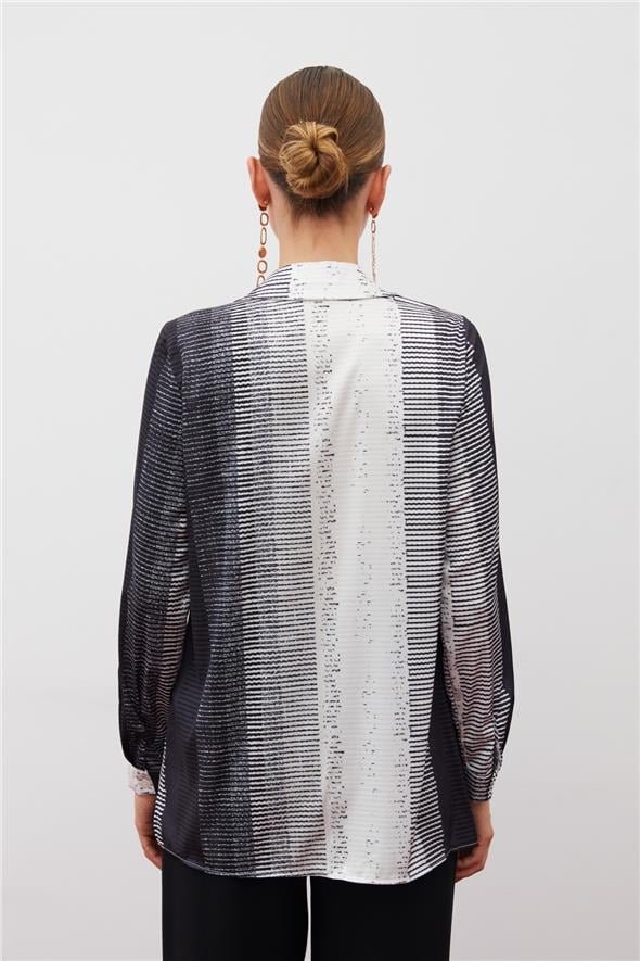 Desenli Düz Gömlek - SİYAH