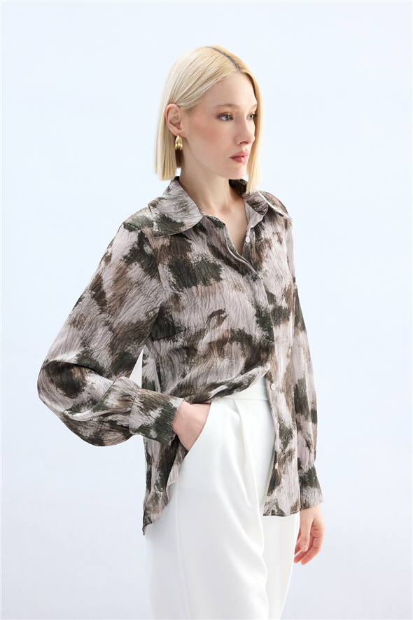 Desenli Gömlek - Kahve