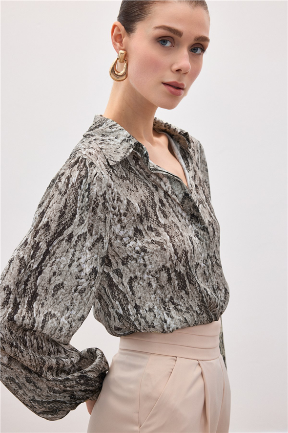 Desenli Gömlek - Kahve