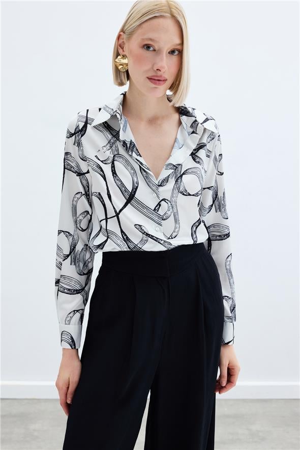 Desenli Klasik Gömlek - Siyah