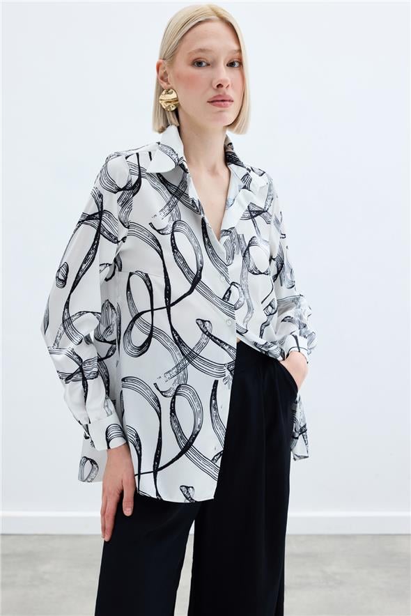 Desenli Klasik Gömlek - Siyah