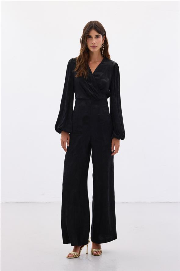 Desenli Kruvaze Tulum - Siyah