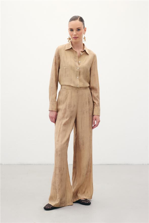 Desenli Salaş Pantolon - Camel