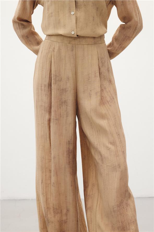 Desenli Salaş Pantolon - Camel