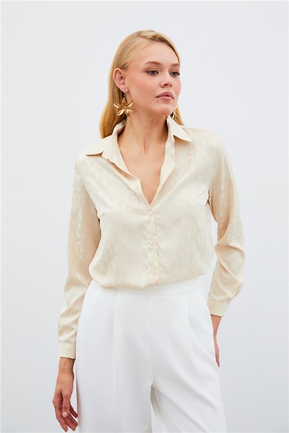 Desenli Saten Gömlek - TAŞ