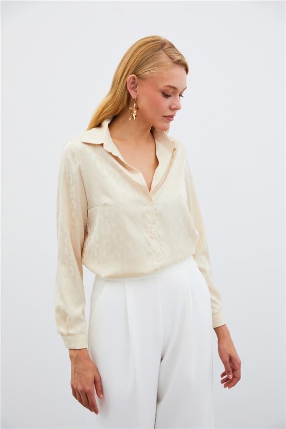 Desenli Saten Gömlek - TAŞ