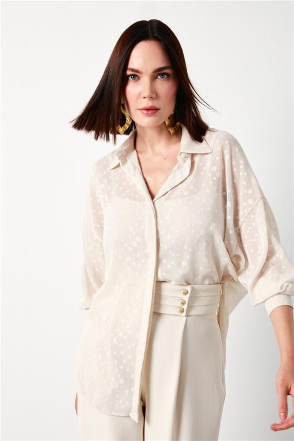 Desenli Uzun Gömlek - Taş