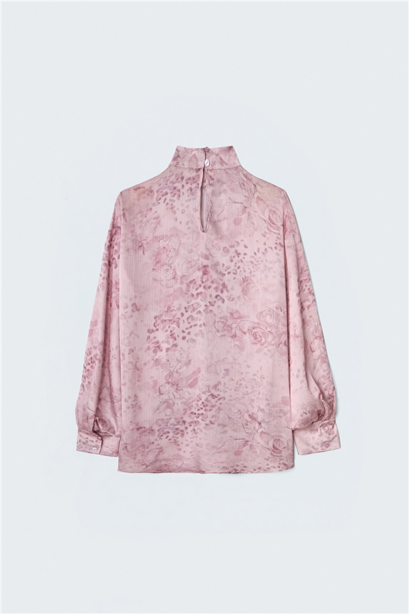 Desenli Uzun Kollu Bluz - Pembe