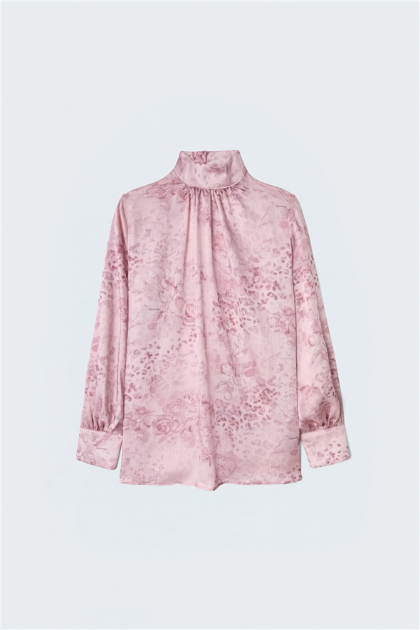 Desenli Uzun Kollu Bluz - Pembe