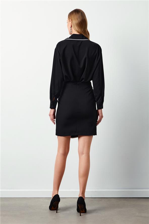 Detaylı Mini Etek - SİYAH