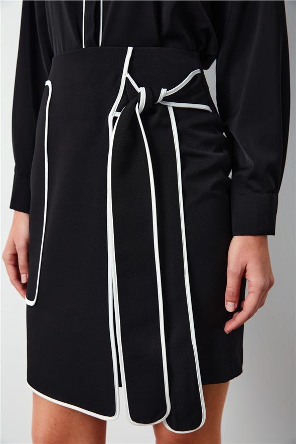 Detaylı Mini Etek - SİYAH