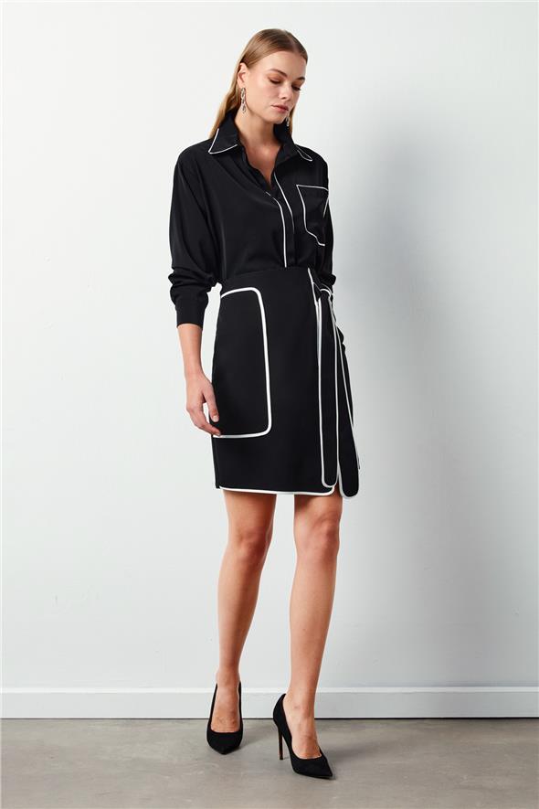 Detaylı Mini Etek - SİYAH