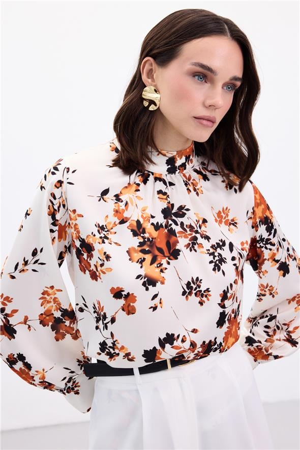 Dik Yaka Bluz - Oranj