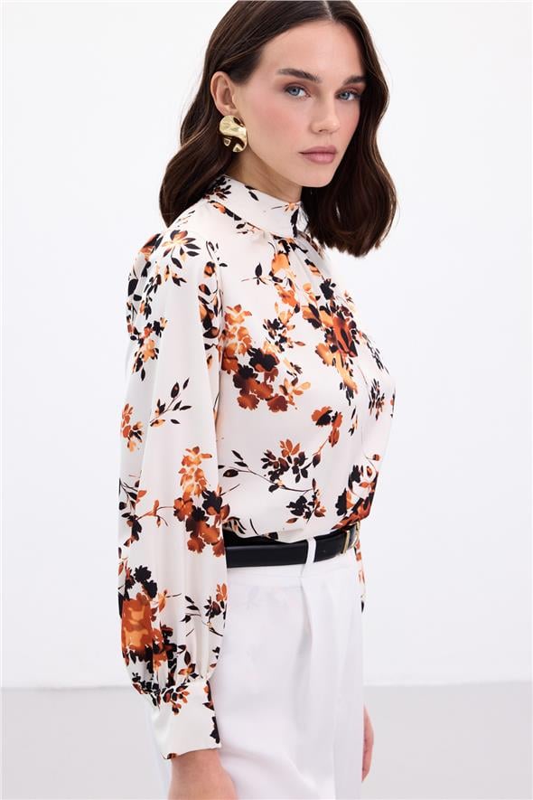 Dik Yaka Bluz - Oranj