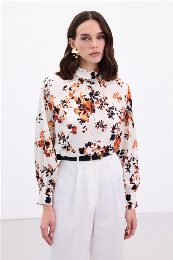 Dik Yaka Bluz - Oranj