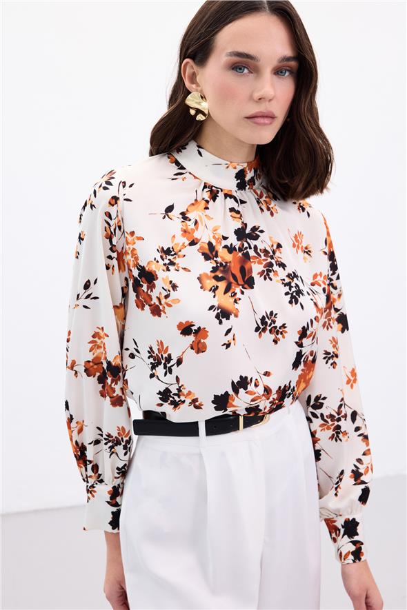 Dik Yaka Bluz - Oranj